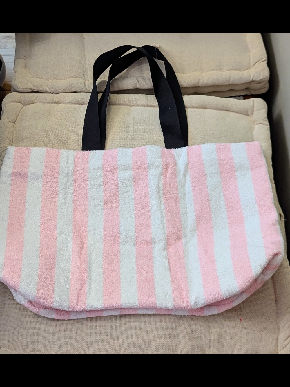 NWT Victoria's Secret Pink & White Stripe Tote Bag - Picture 4 of 6